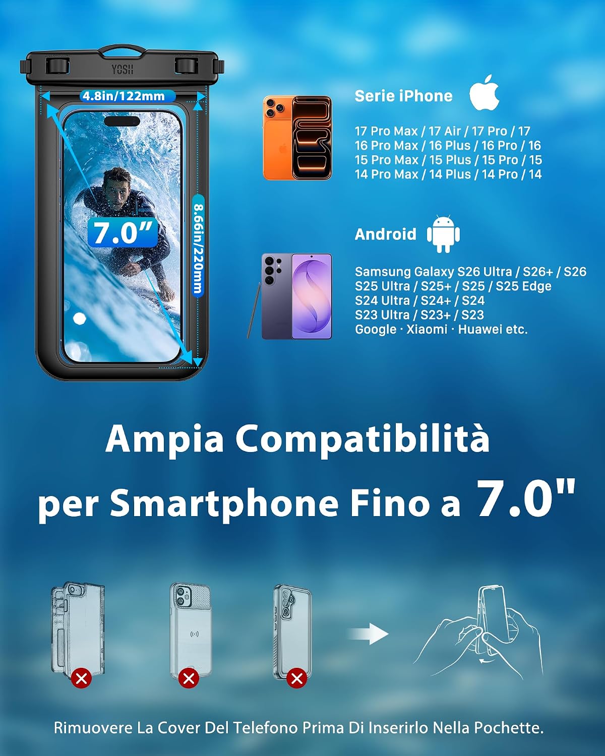 Thumbnail 6 de YOSH Custodia Impermeabile Smartphone IPX8 30m