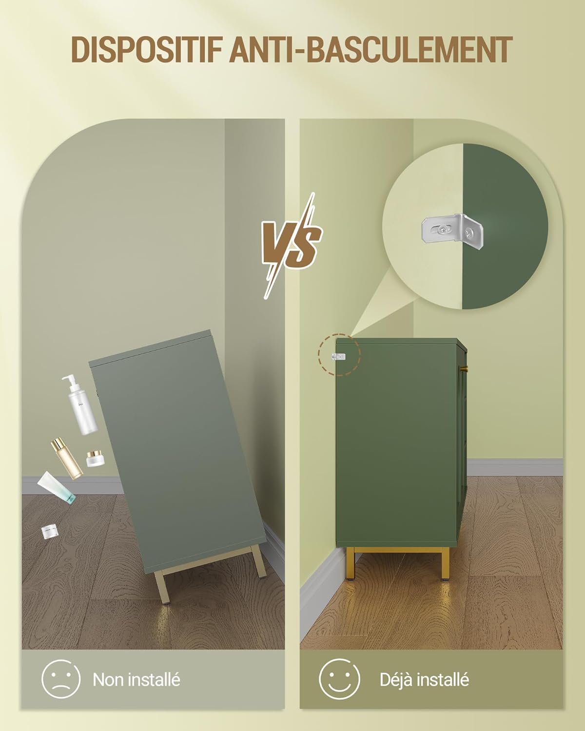 Thumbnail 6 de Hzuaneri Meuble de Salle de Bain – Armoire et rangement vert forêt, 2 portes