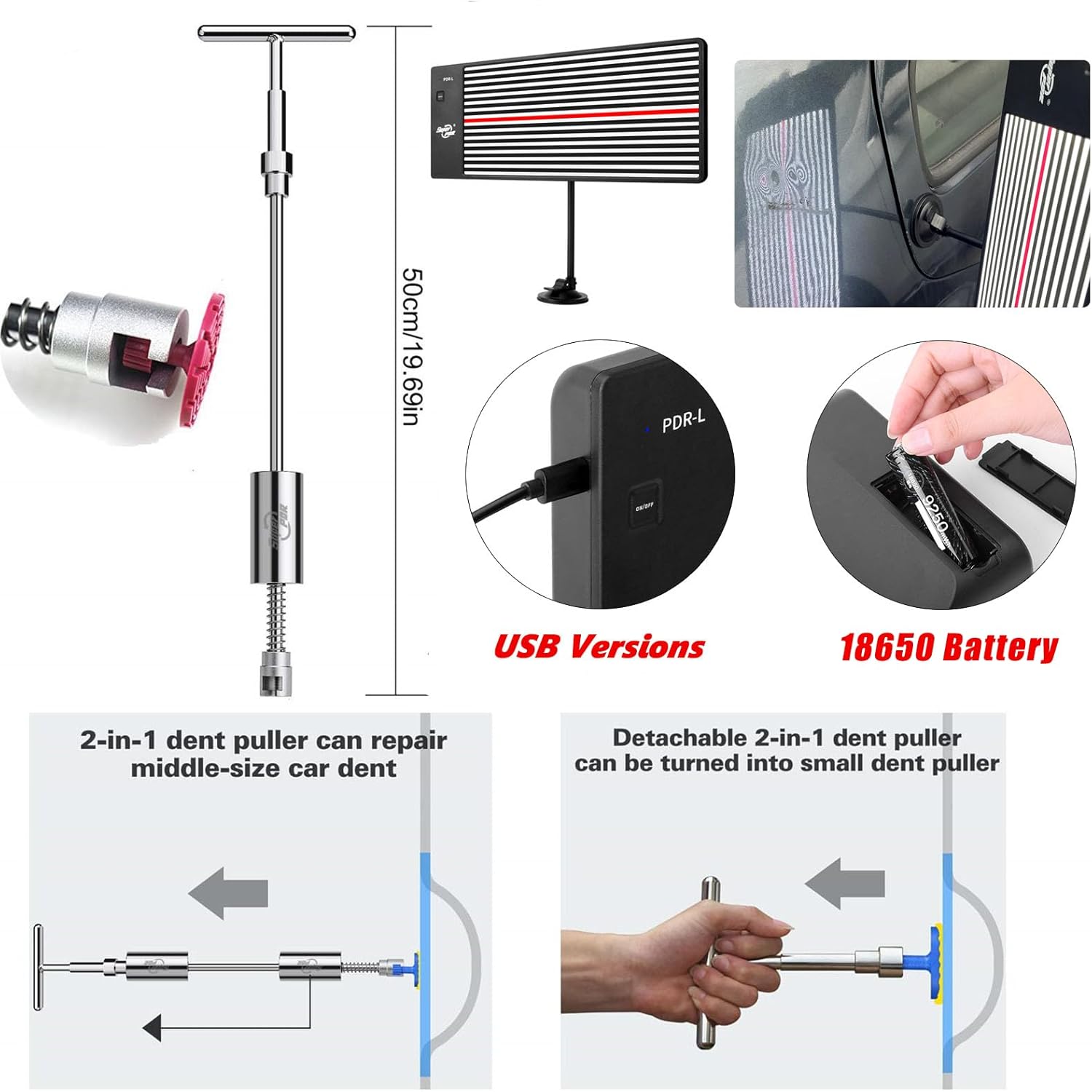 Detalle de Super PDR Super PDR Paintless Dent Repair Kit (148PCS) with LED Board