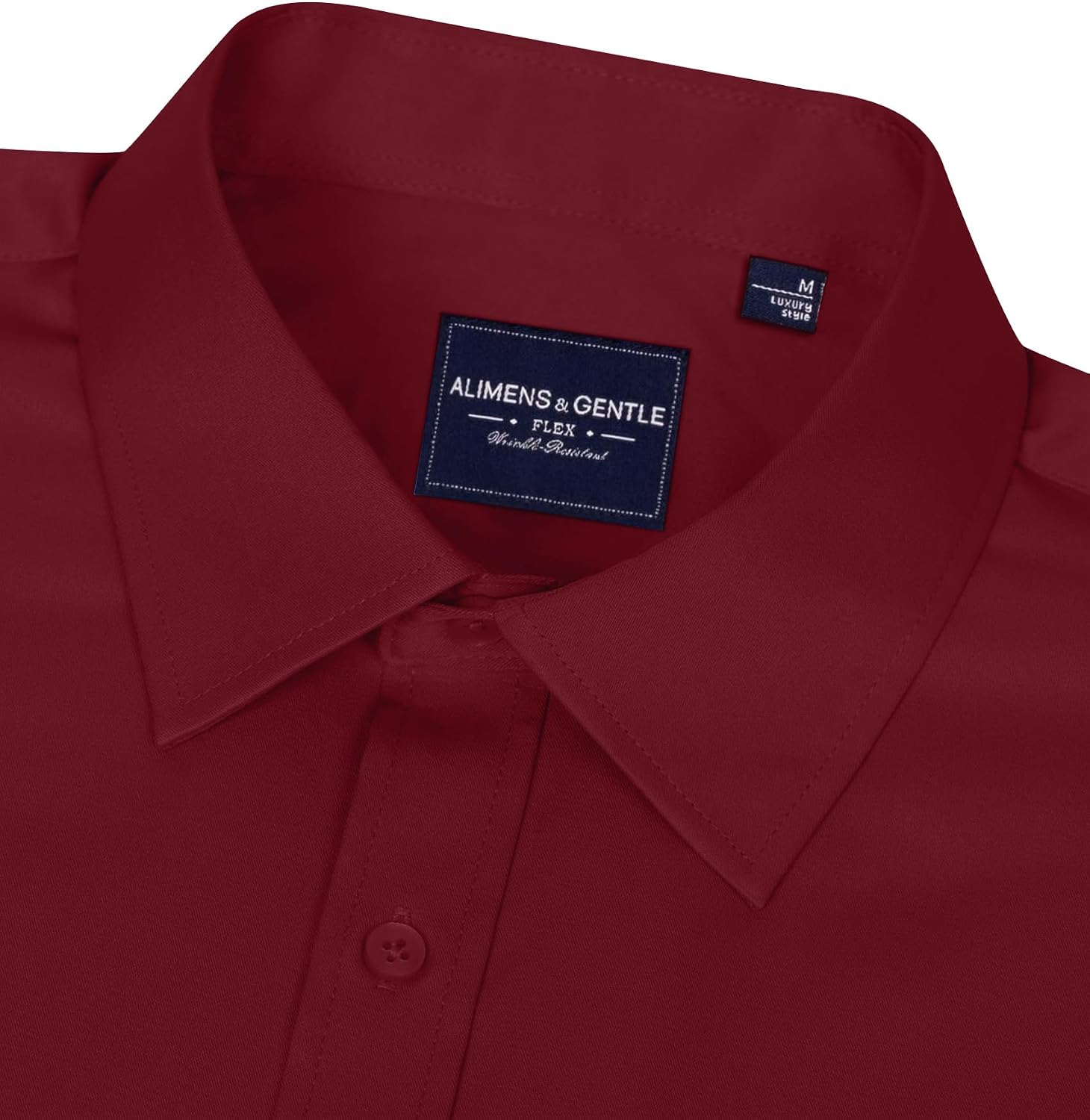 Detalle de Alimens & Gentle Men’s Long Sleeve Wrinkle-Free Stretch Dress Shirt with Pocket