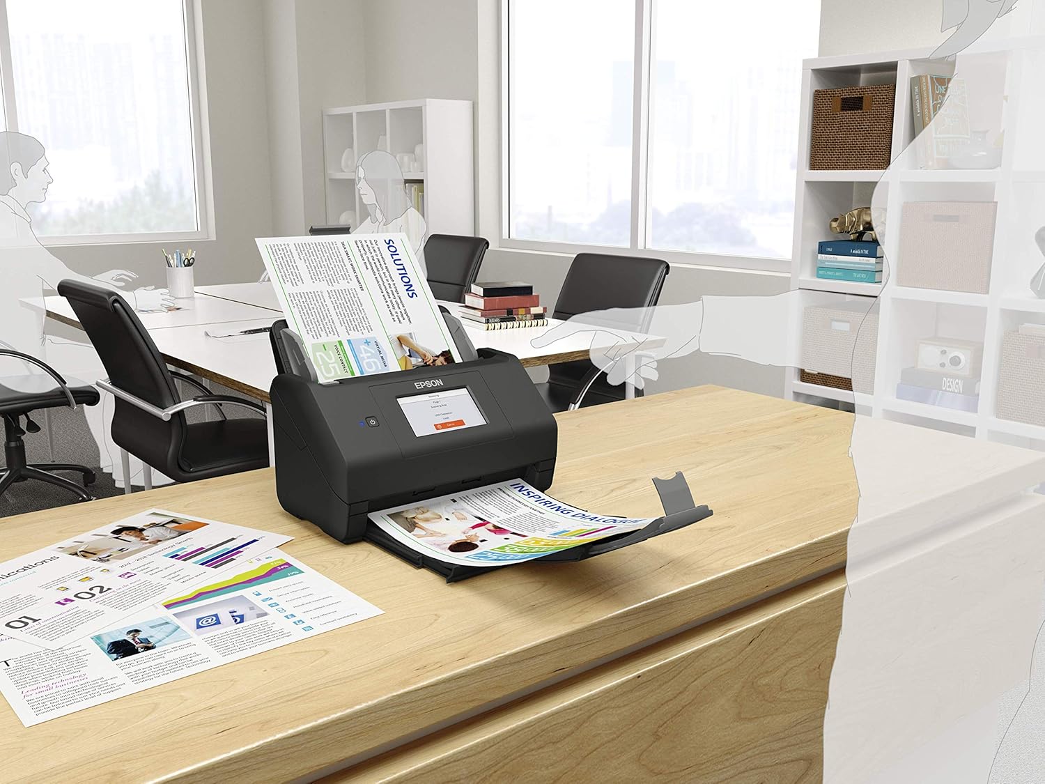 Thumbnail 1 de Epson WorkForce ES-580W Scanner – Kompakter Dokumentenscanner mit Wireless-Option und automatischer Ausrichtung