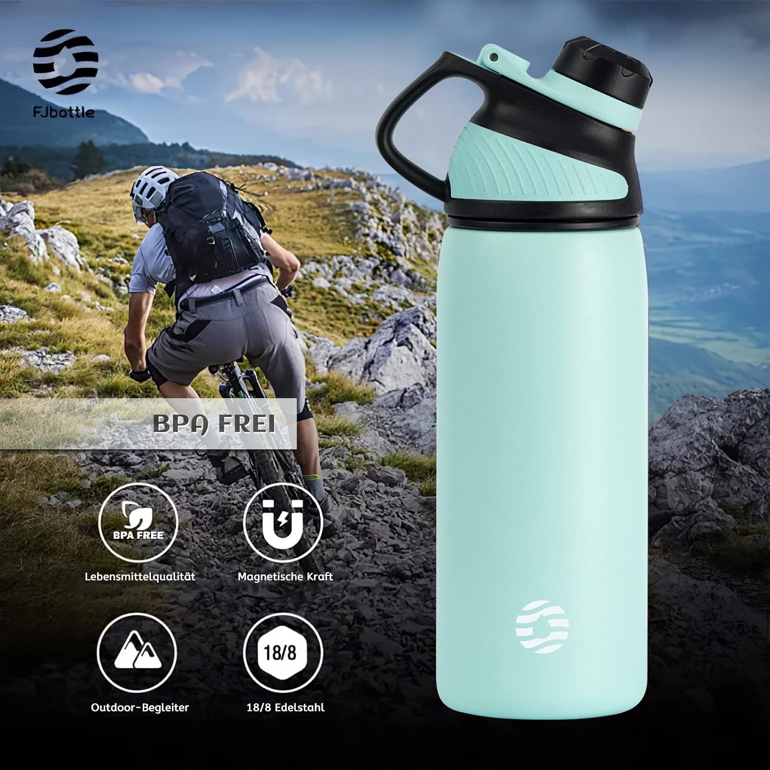 Thumbnail 4 de Fjbottle Edelstahl Trinkflasche 1L Magnetdeckel