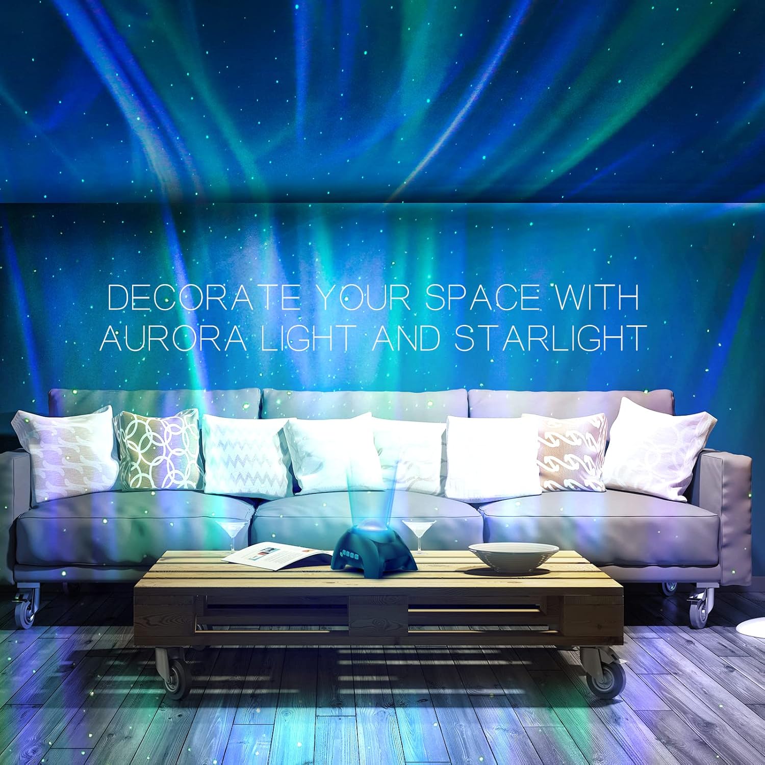 Thumbnail 6 de Northern Galaxy Light Aurora Projector: 33 Effects, Bluetooth Speaker, and Soothing White Noise in a Playful Elephant Lamp