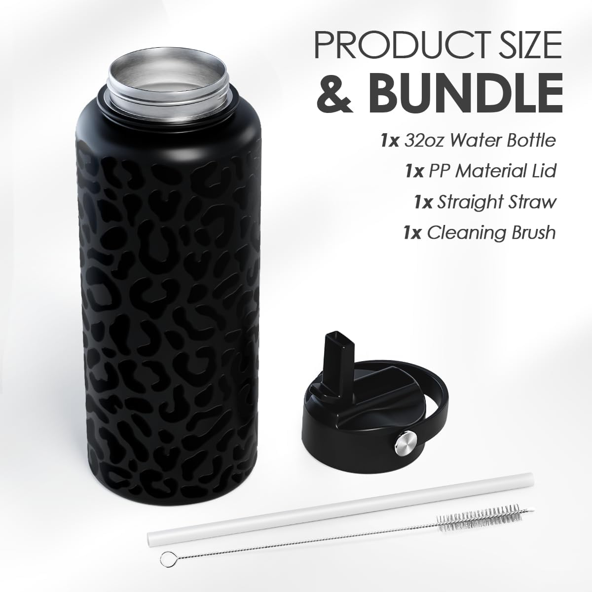 Detalle de SANDJEST SJ-DW-SS-WB32SL 32 oz Stainless Steel Leopard Print Bottle