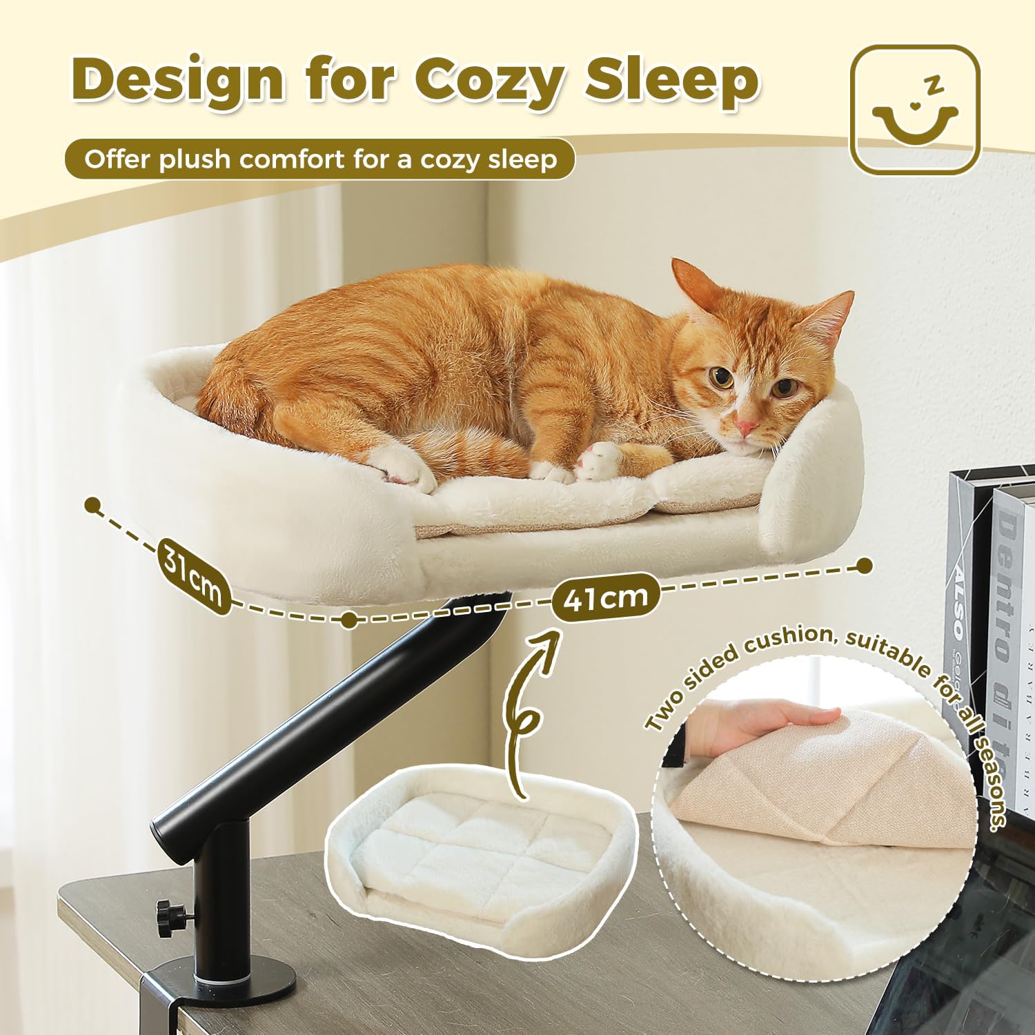 Detalle de PAWZ Road Cat Desk Bed: 360° Rotatable, Supports Up to 50 lbs