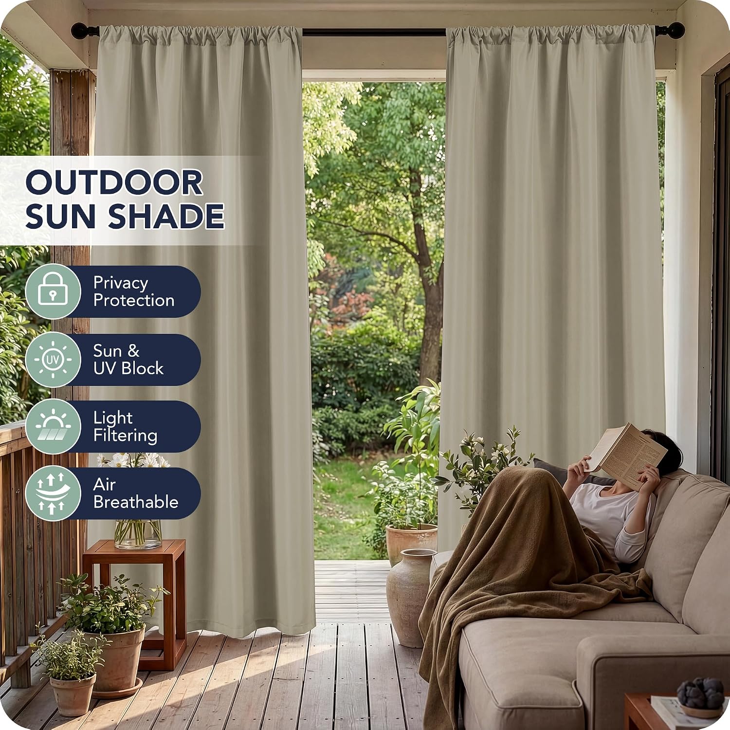 Detalle de RichSets Outdoor Curtains 54 x 95 Inches