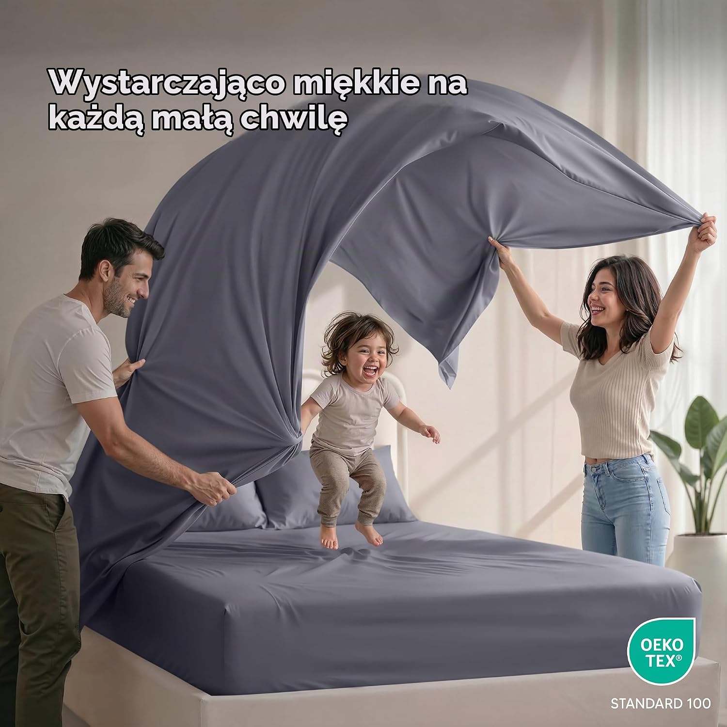 Detalle de Utopia Bedding – 2 komplety pościeli King z mikrofibry, szare, szczotkowane