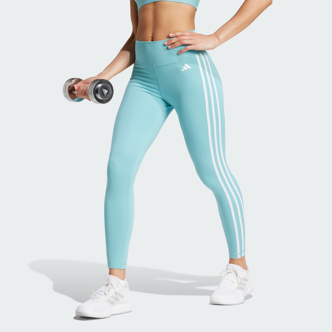 Detalle de Adidas Mallas 7/8 Train Essentials High-Waisted 3 bandas – Turquesa