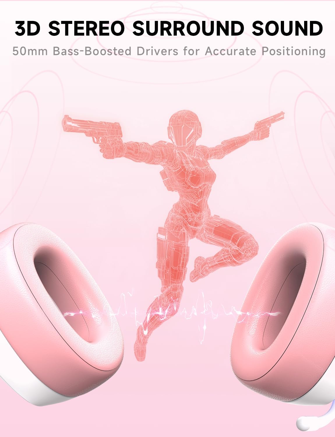 Thumbnail 2 de Wireless Gaming Headset with 2.4GHz, Bluetooth 5.3 and 70h Battery for PS5, PS4, PC, Switch & More
