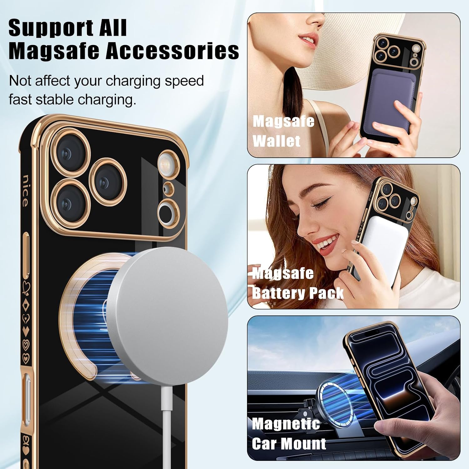 Thumbnail 1 de Newseego Magnetic Case for iPhone 17 Pro Max with Heart Pattern