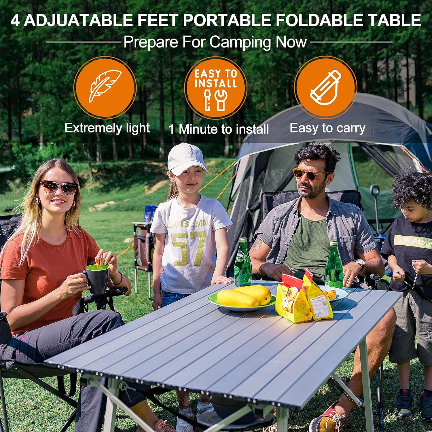 Thumbnail 2 de Portal Campingtisch faltbar Höhenverstellbar Aluminium 90x53 cm – leicht, robust und kompakt
