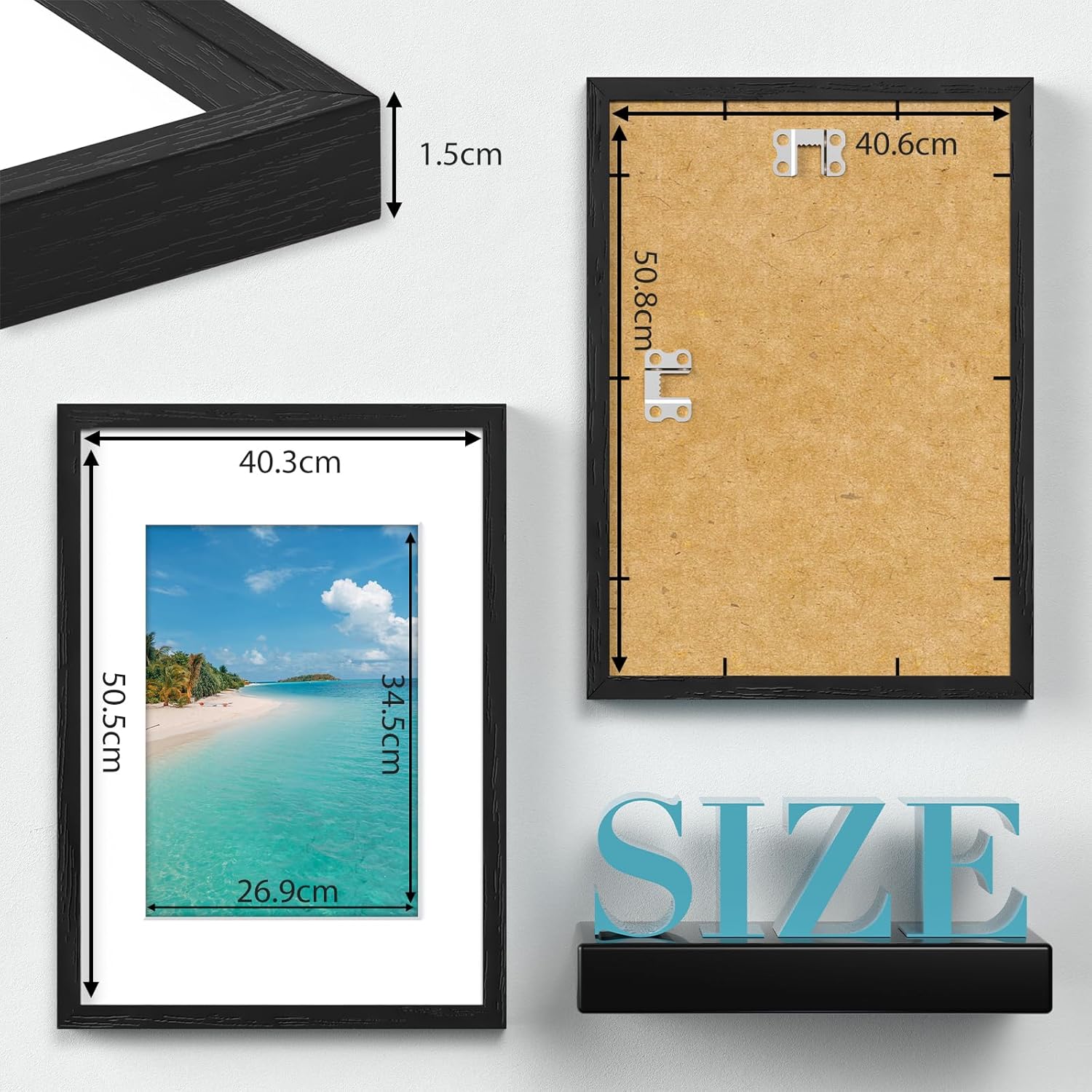 Thumbnail 1 de FamiPrts 16x20 Frame: Wooden Picture Frame in Black with Dual Orientation