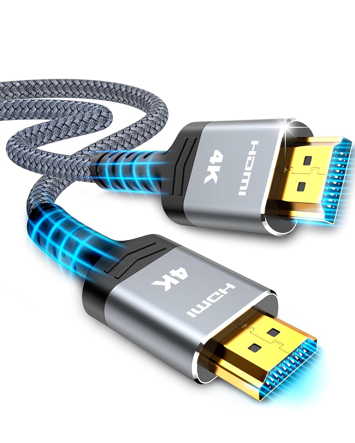 Detalle de SNOWKIDS 15Meter HDMI Kabel 4K@60Hz – Nylon Geflochten, ARC & HDCP