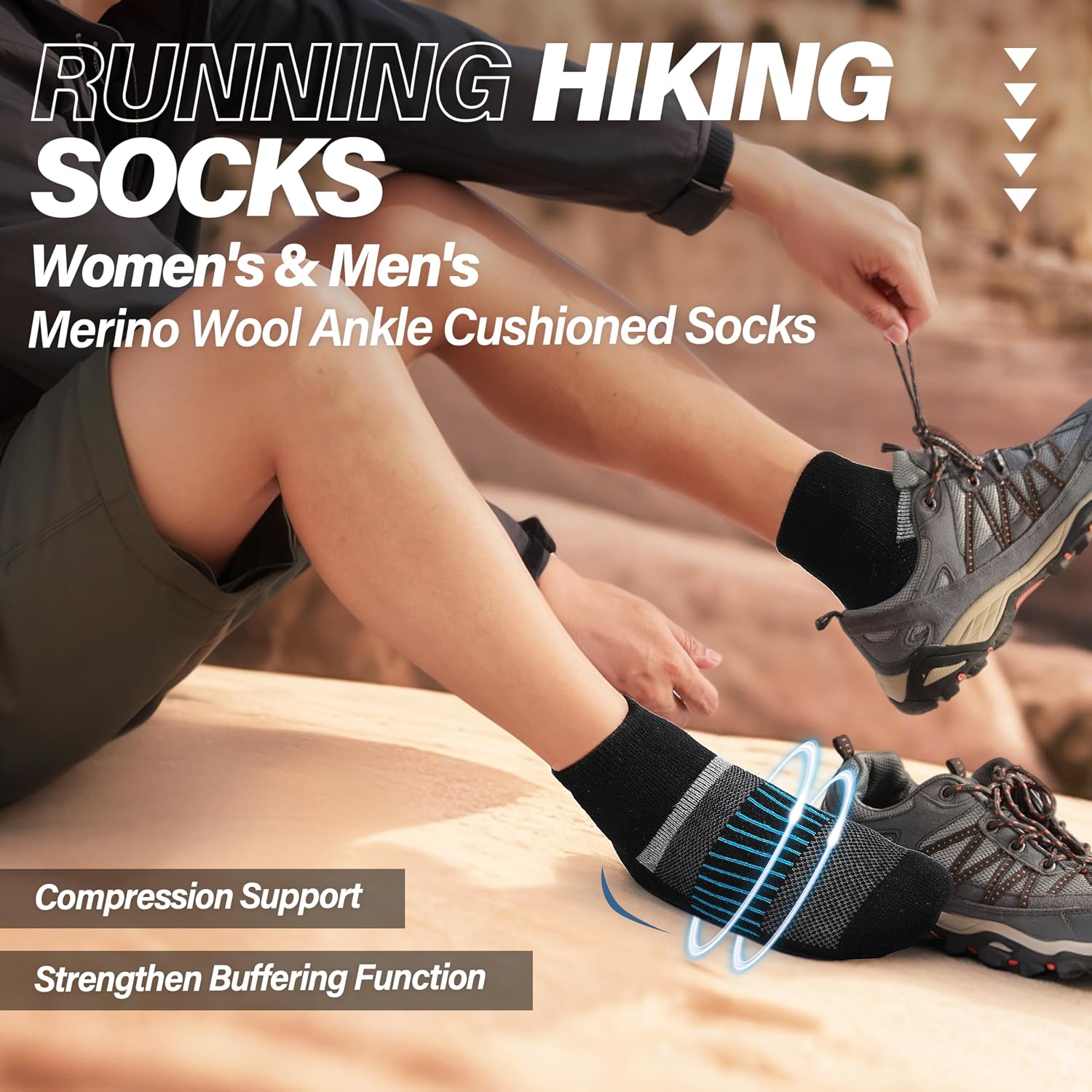 Detalle de MOSEY KOSY Merino wool running socks 6 pairs