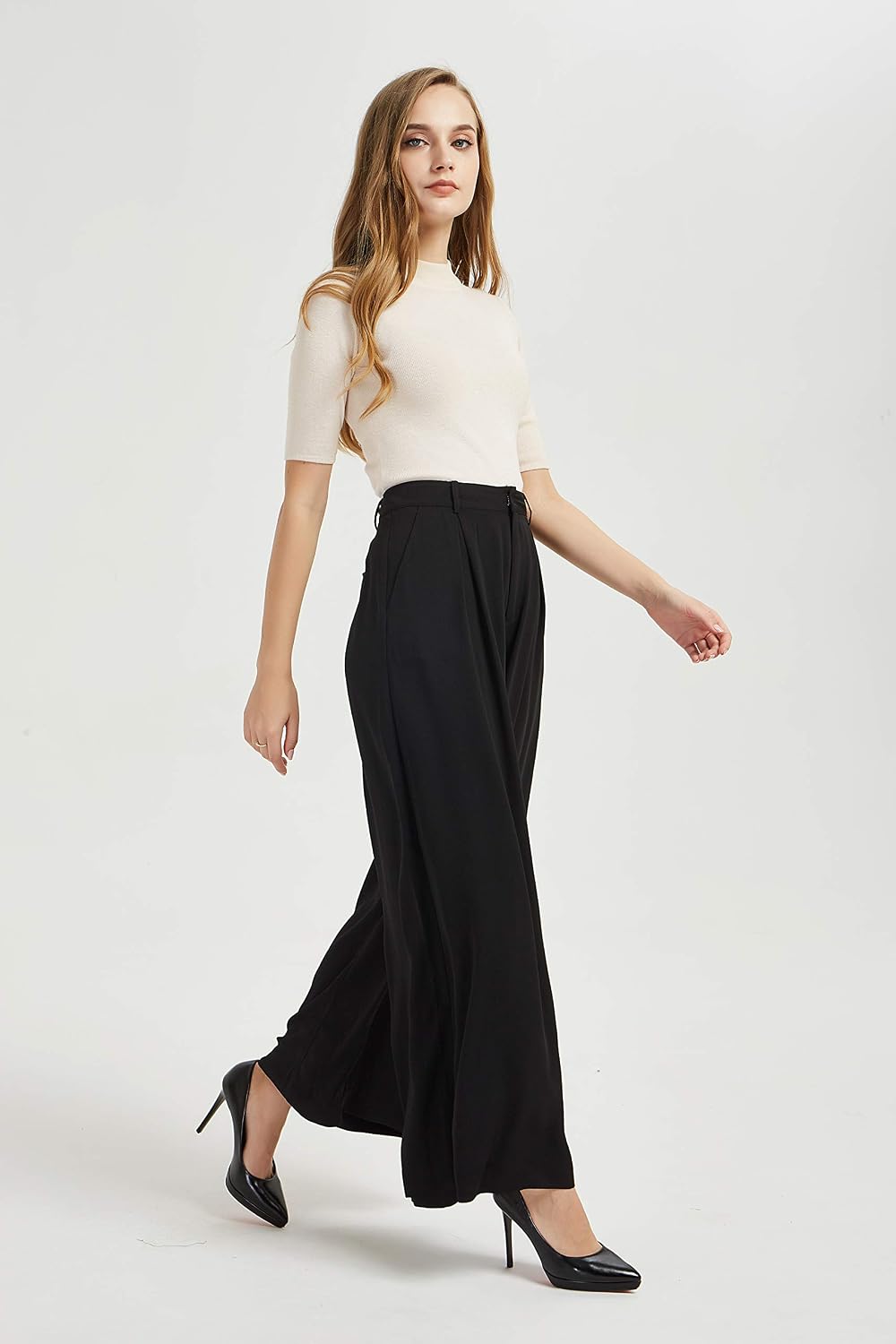 Detalle de Tronjori High Waist Palazzo Pants 27.5in inseam