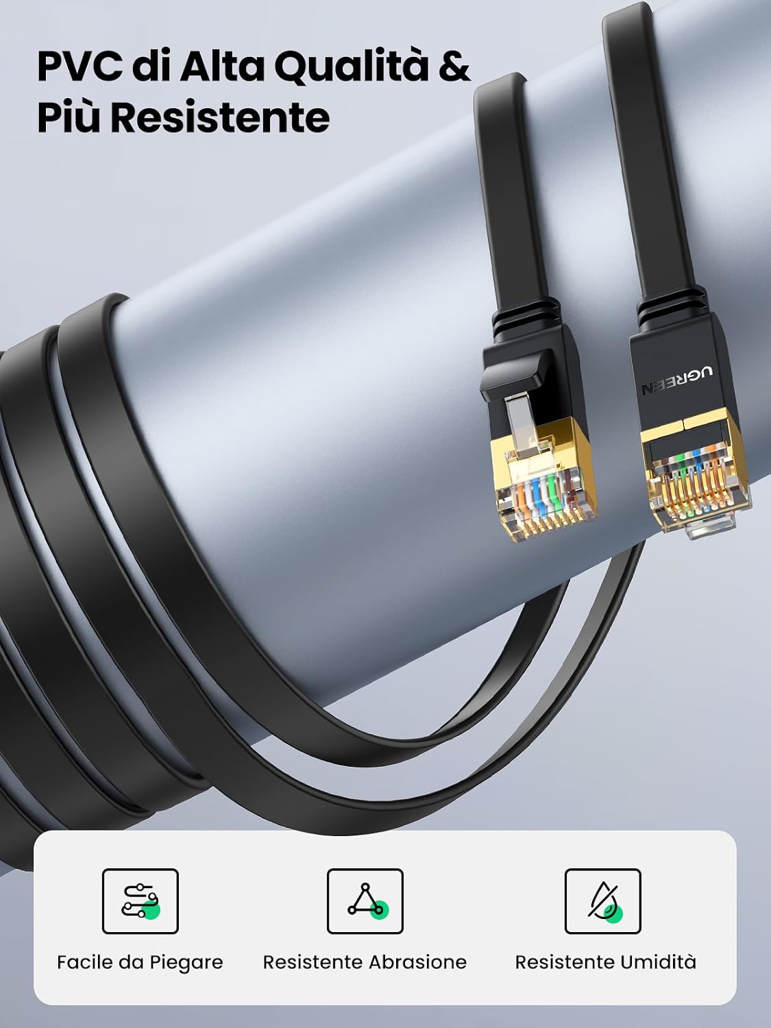 Thumbnail 4 de UGREEN Cavo Ethernet LAN RJ45 Piatto Cat 7 10 Gbps 2m: prestazioni elevate e design pratico