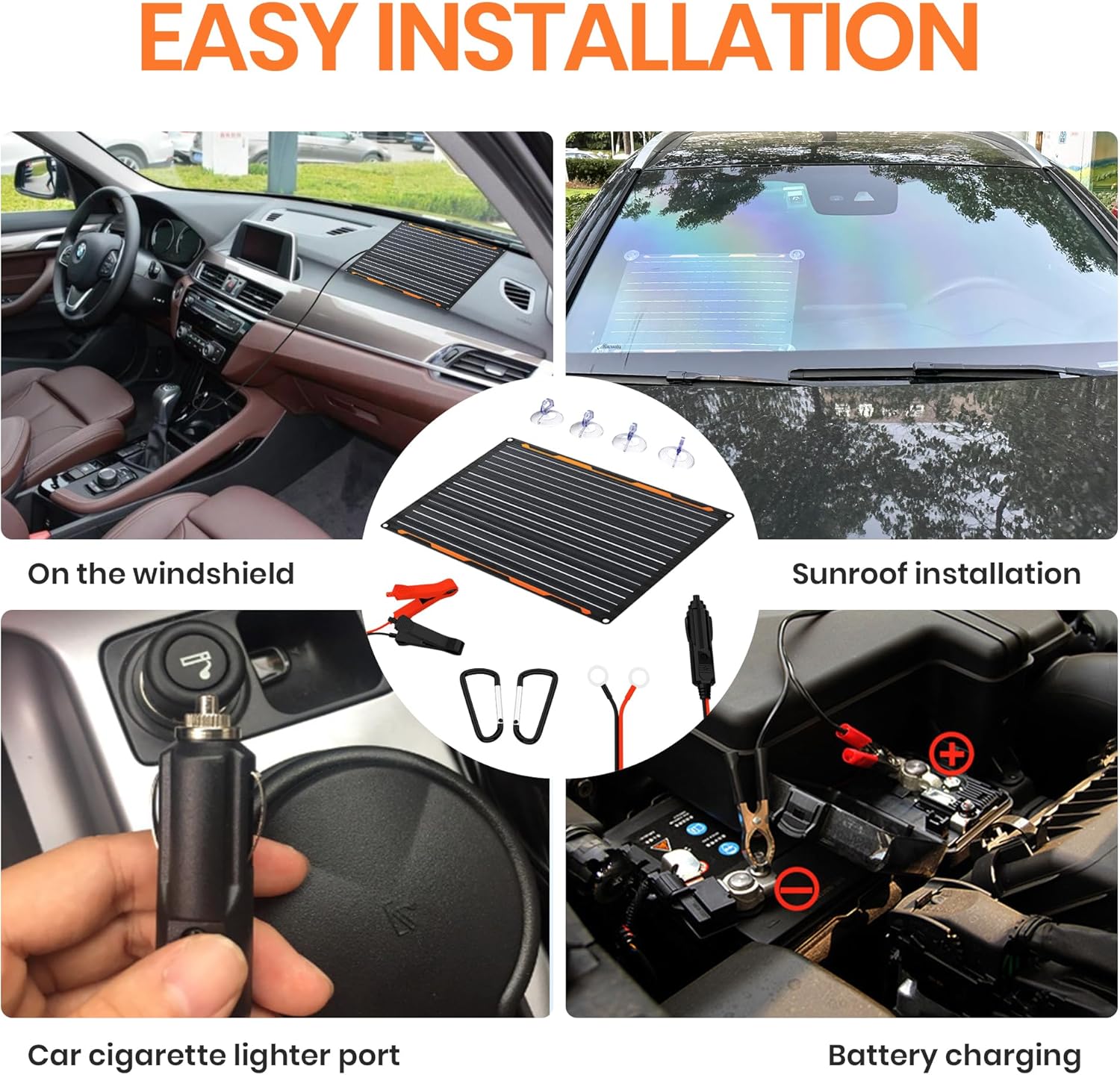 Thumbnail 4 de FlexSolar 12V 20W Solar Car Battery Charger with IP67 Waterproofing and Built‑in Charge Controller