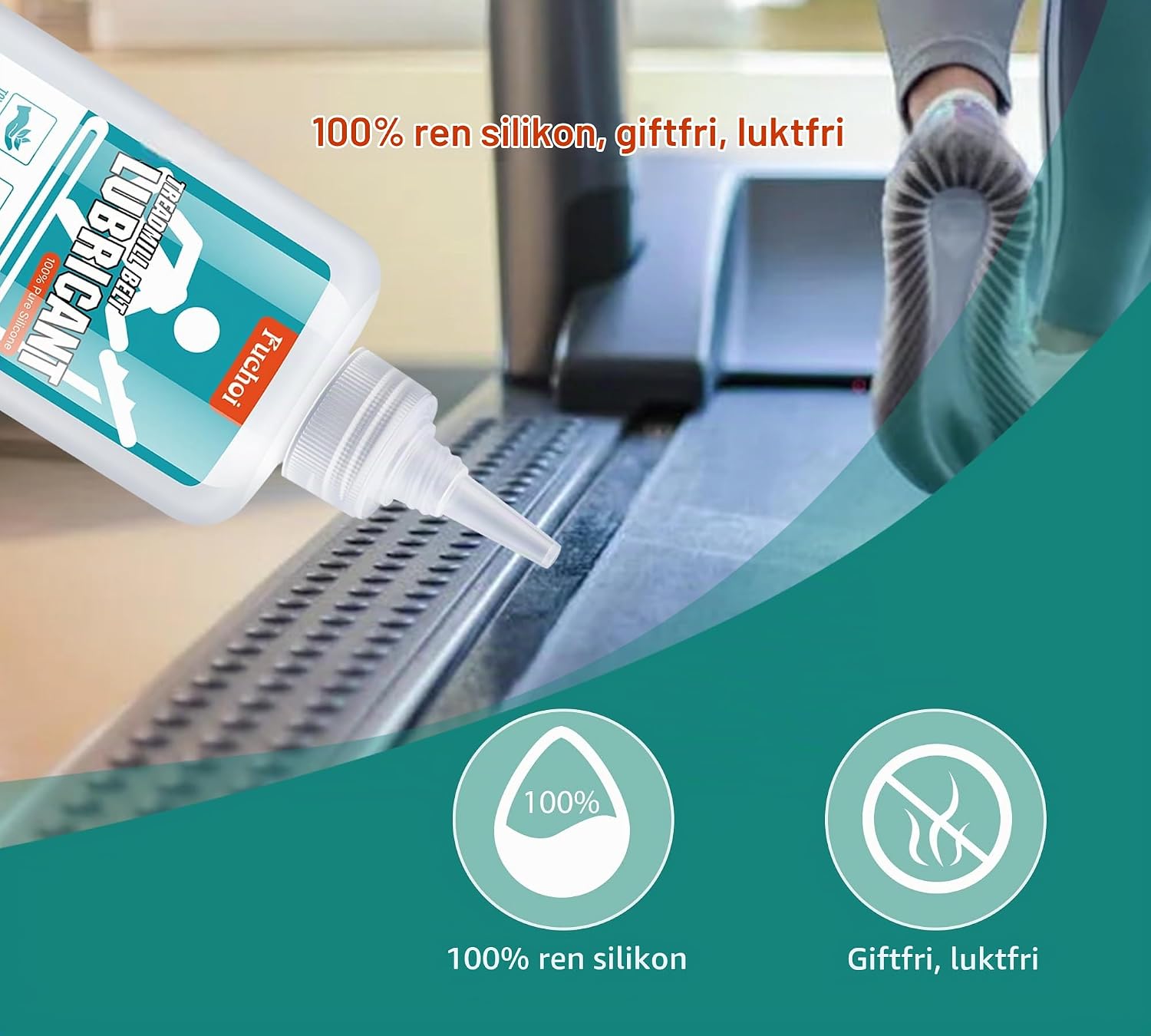 Detalle de Fuchoi silikonolja för löpband, 200 ml med applikatorrör