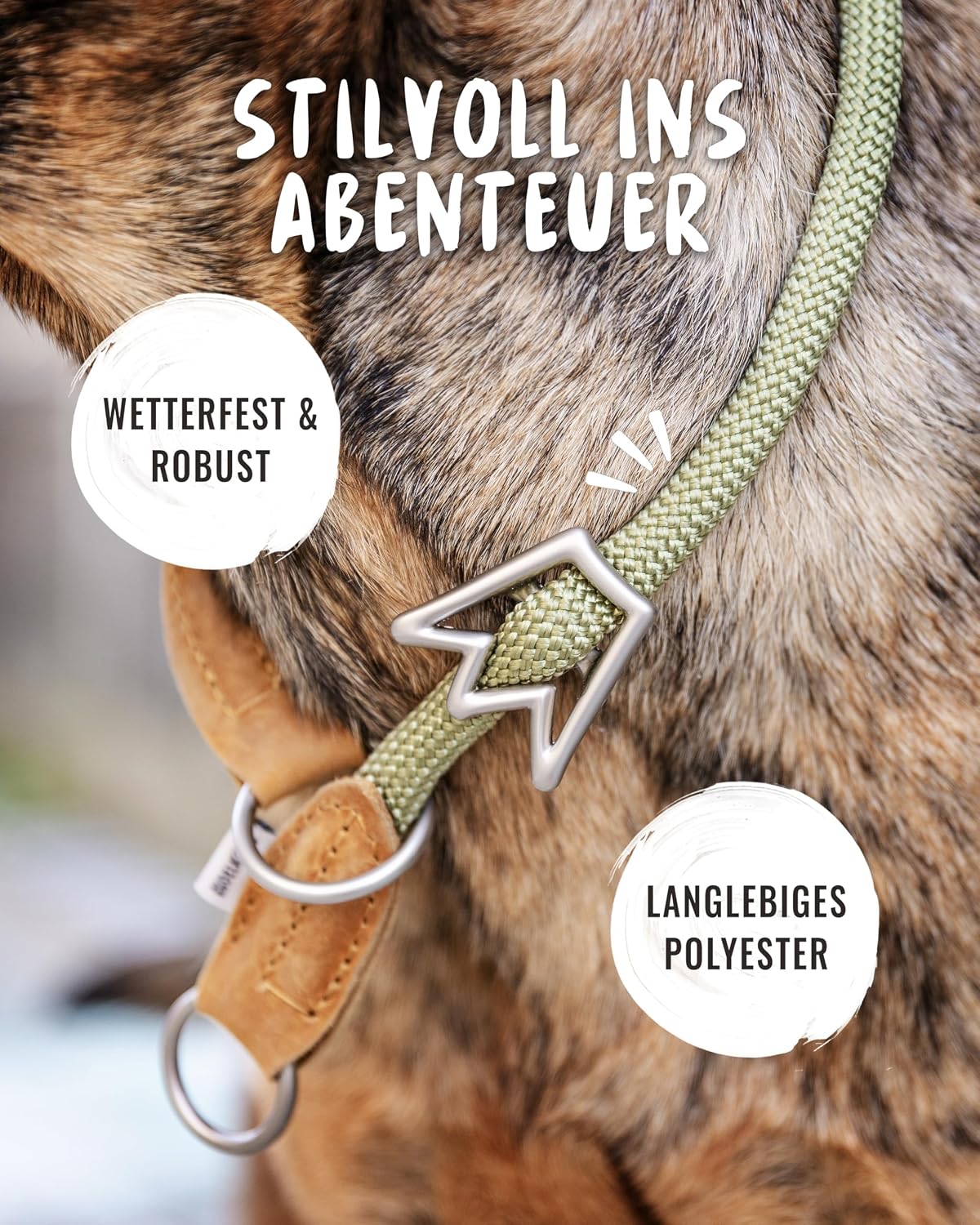 Detalle 1 de Rudelkönig Emma Zugstop Halsband Khaki Ø12mm