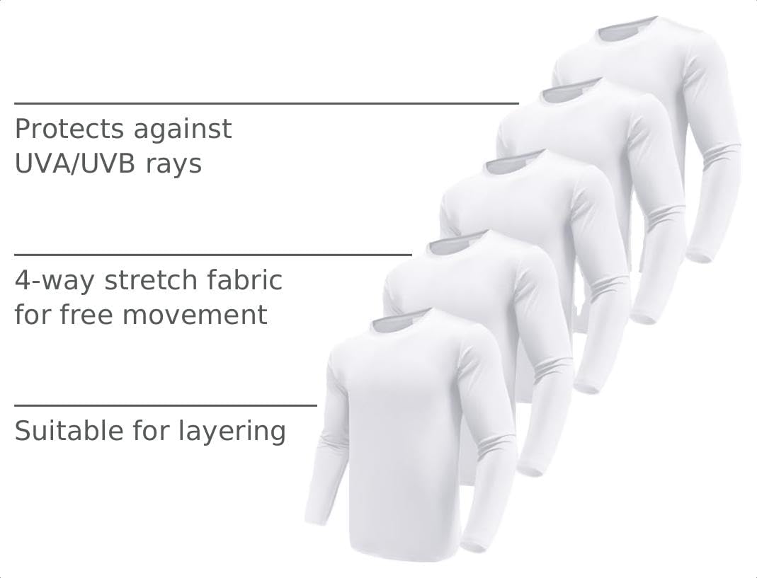 Detalle 2 de Boyzn Men’s 1, 3, or 5 Pack Performance Long Sleeve T-Shirts with UPF 50+ Sun Protection