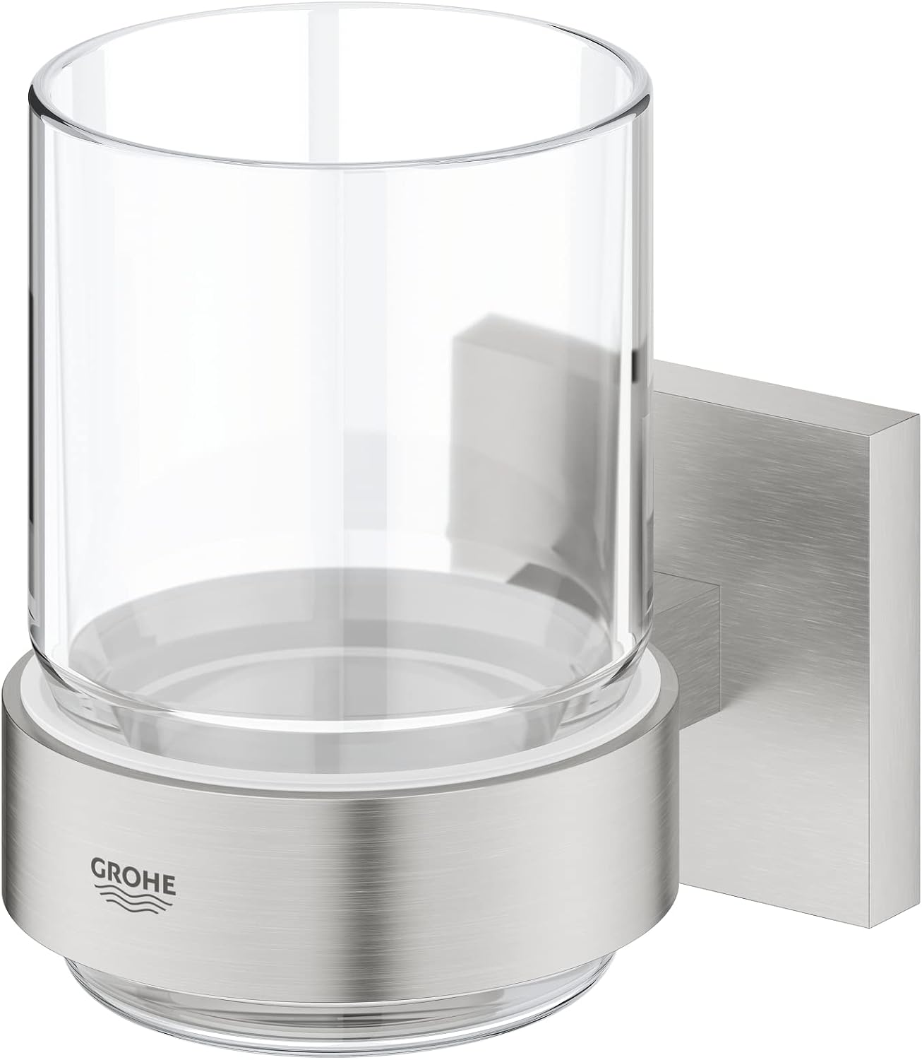 Thumbnail 1 de GROHE QUICKFIX Start Cube — bicchiere in vetro con supporto in metallo, installazione a vite o con colla (41097DC0)
