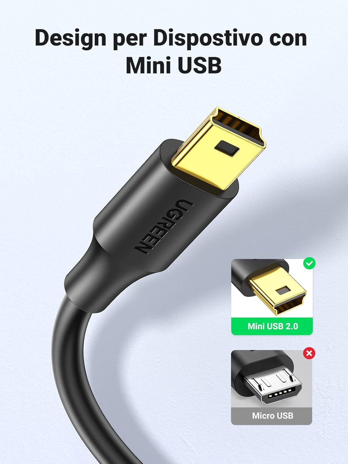 Thumbnail 3 de UGREEN Cavo Mini USB 2.0 A Maschio a Type B: 3 m per fotocamere, HERO 4 Black e dispositivi con porta Mini USB