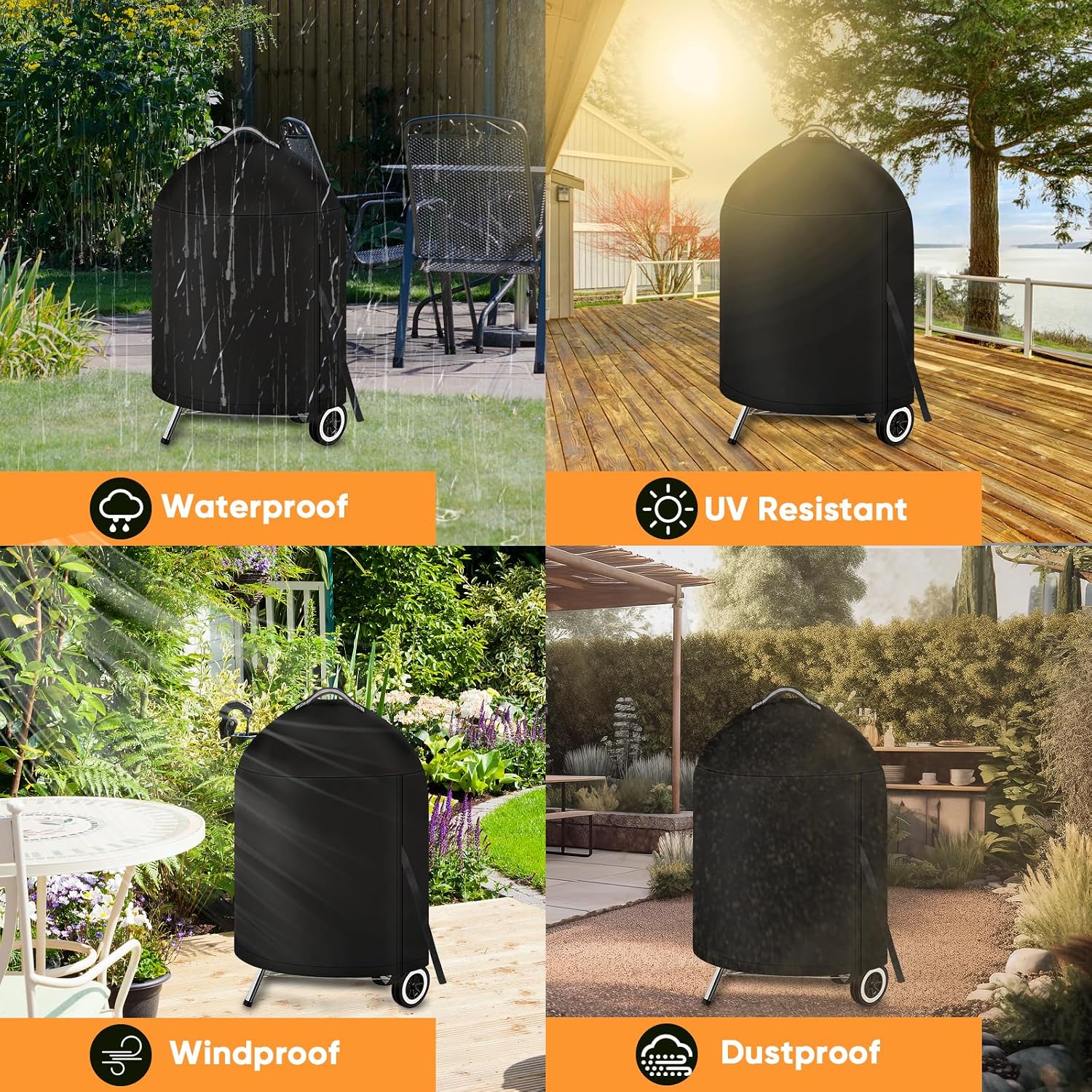 Thumbnail 6 de iCOVER 22-Inch Charcoal Kettle Grill Cover, Waterproof Oxford Polyester