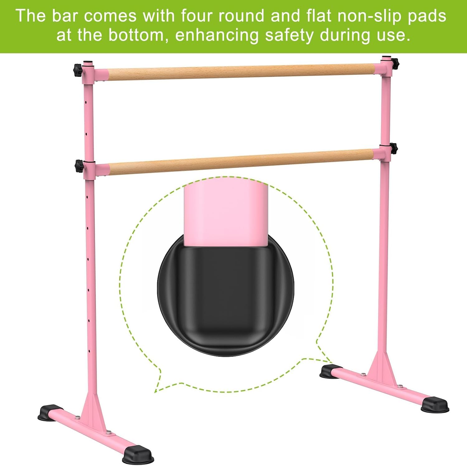 Detalle de BeneLabel Ballet Barre Freestanding: Portable, Height-Adjustable Dance Bar for Home Practice