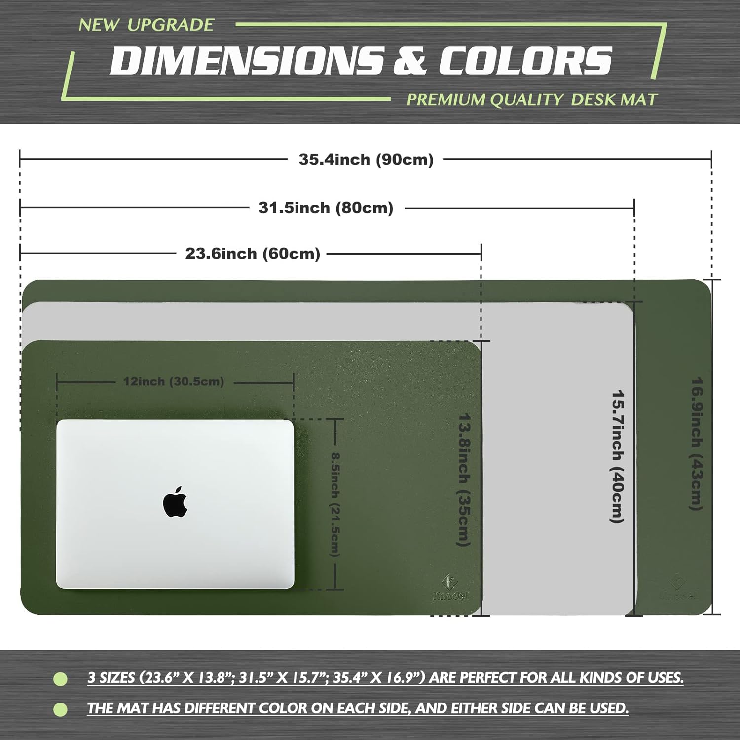 Thumbnail 3 de K KNODEL Large Office Leather Desk Mat (80x40cm) in Dark Green