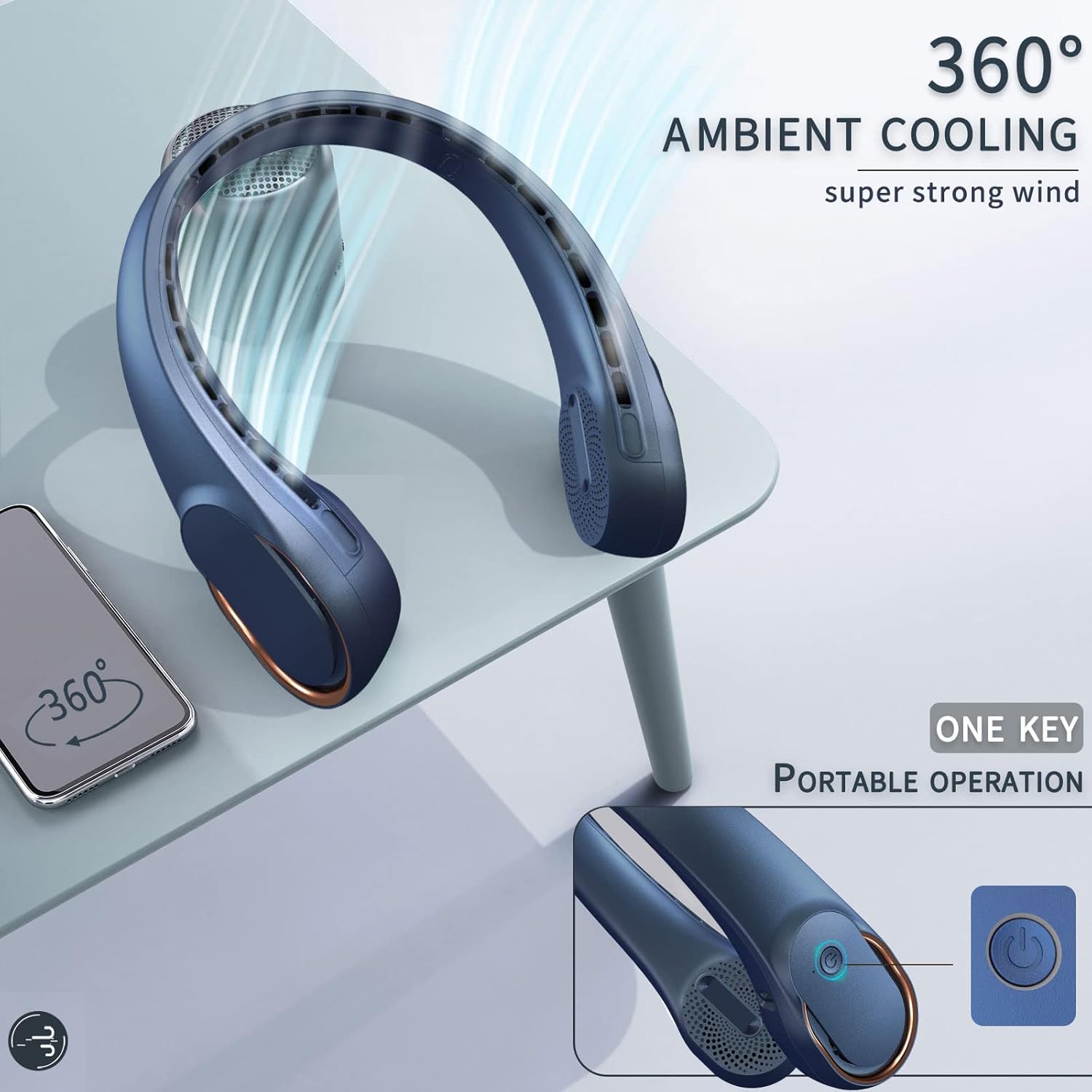 Thumbnail 4 de ASNUG Neck Fan: USB Rechargeable Bladeless Personal Fan with 4000mAh Battery