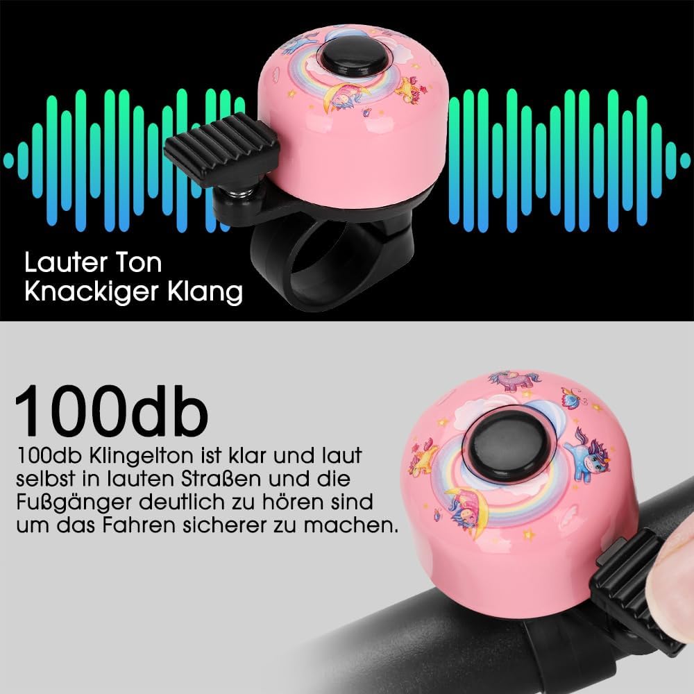 Detalle de Kinder-Fahrradklingel 120 dB – Mini-Glocke für Fahrrad, Roller & Laufrad (für Mädchen, Jungen & Erwachsene)