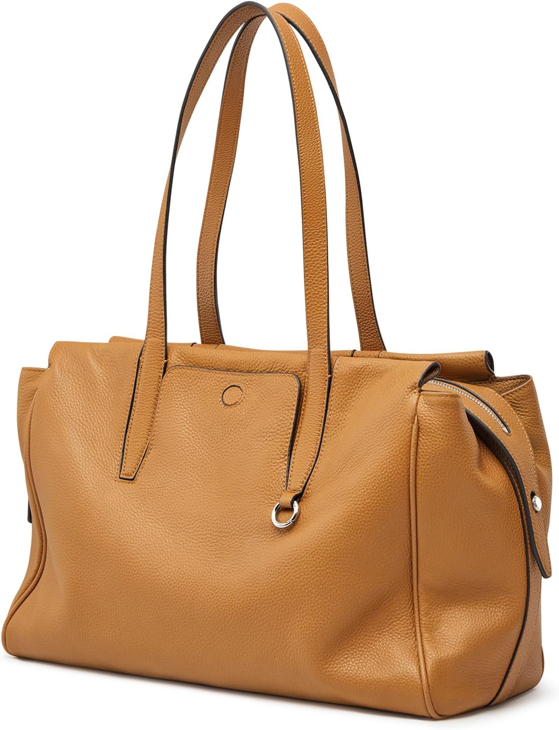 S-ZONE Genuine Leather Tote: Large Crossbody & Work Bag in Soft Pebbled Leather
