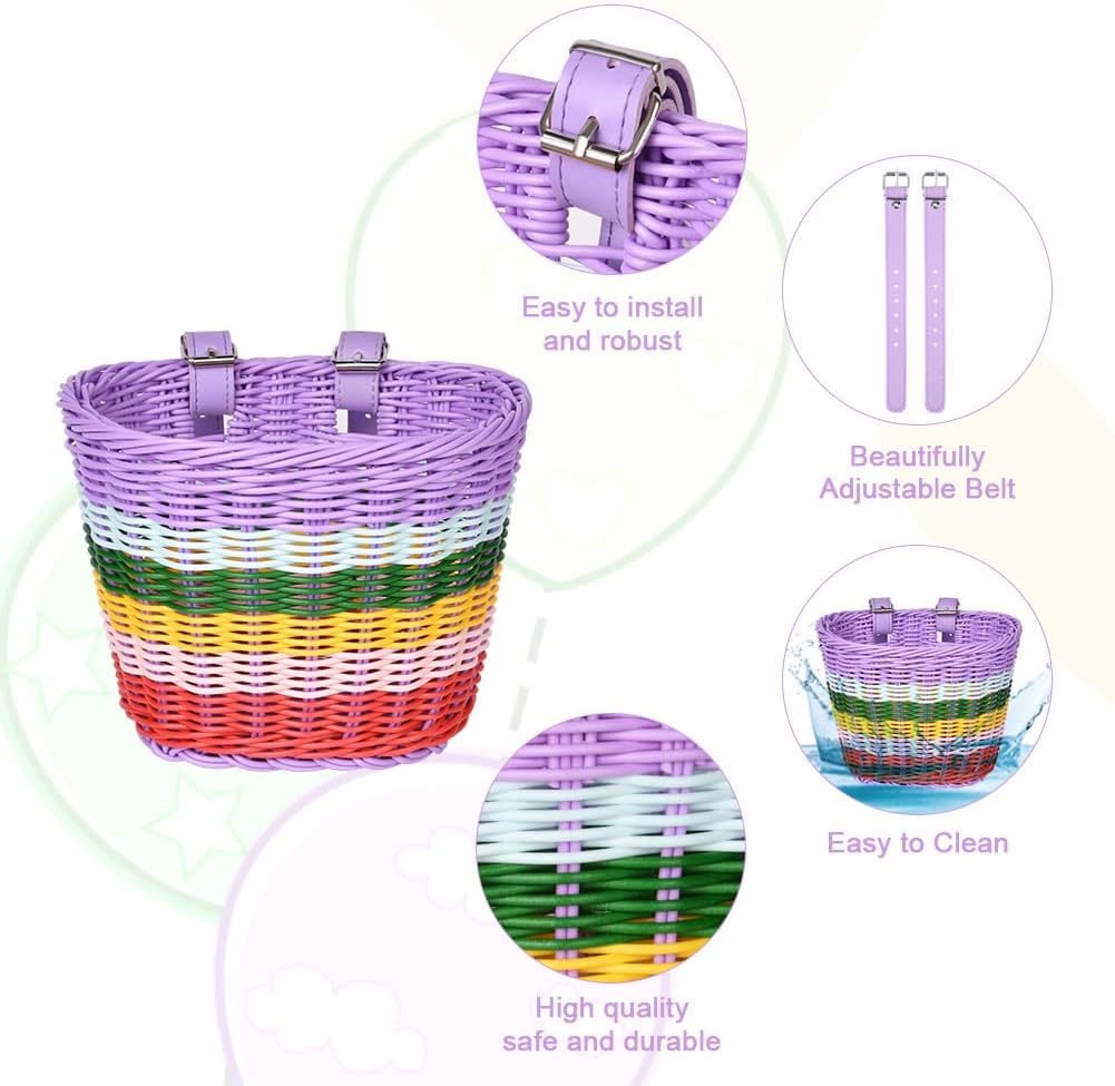 Thumbnail 2 de flintronic Kids Bike Basket Handwoven Cycle Basket for Children