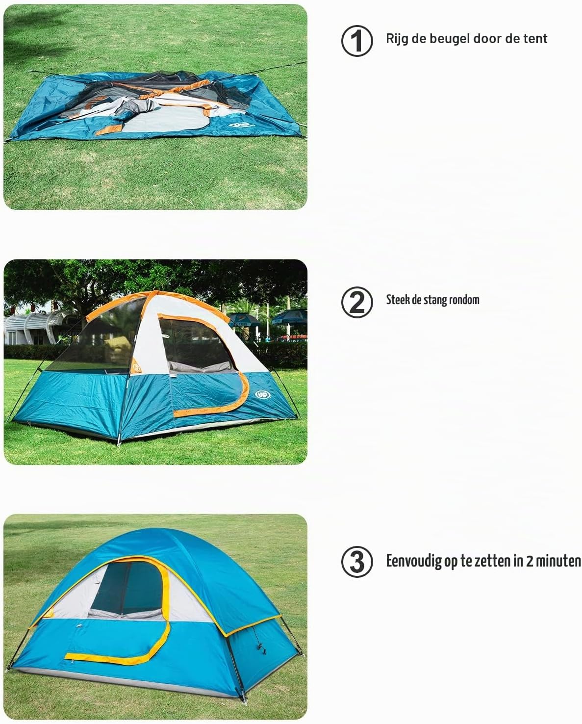 Thumbnail 6 de unp koepeltent voor 2 personen, waterdicht polyester en afneembare regenhoes
