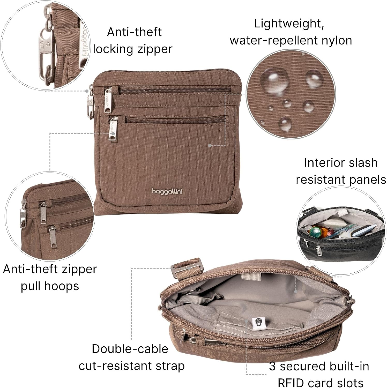 Thumbnail 3 de Baggallini Securtex Anti-Theft Large Crossbody pour femmes — sécurité et organisation au quotidien