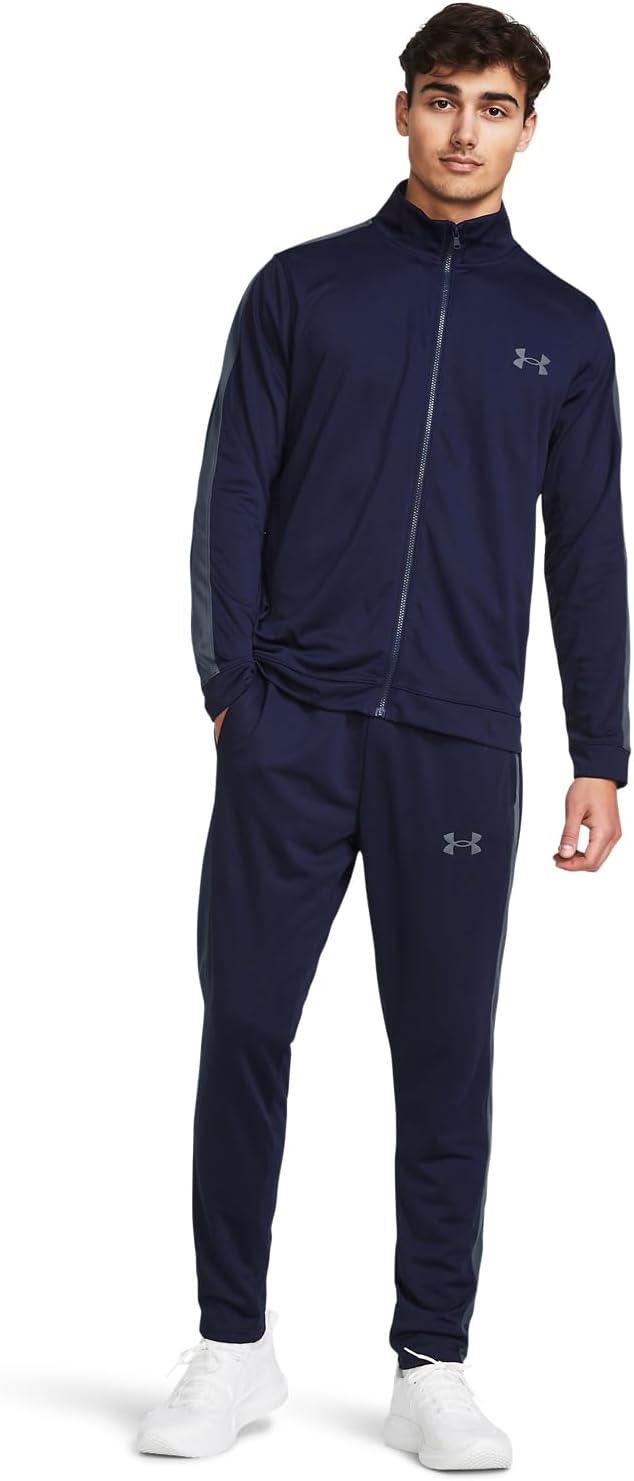 Detalle de Under Armour UA Knit Track Suit para hombre: chándal cómodo en azul medianoche/gris oscuro
