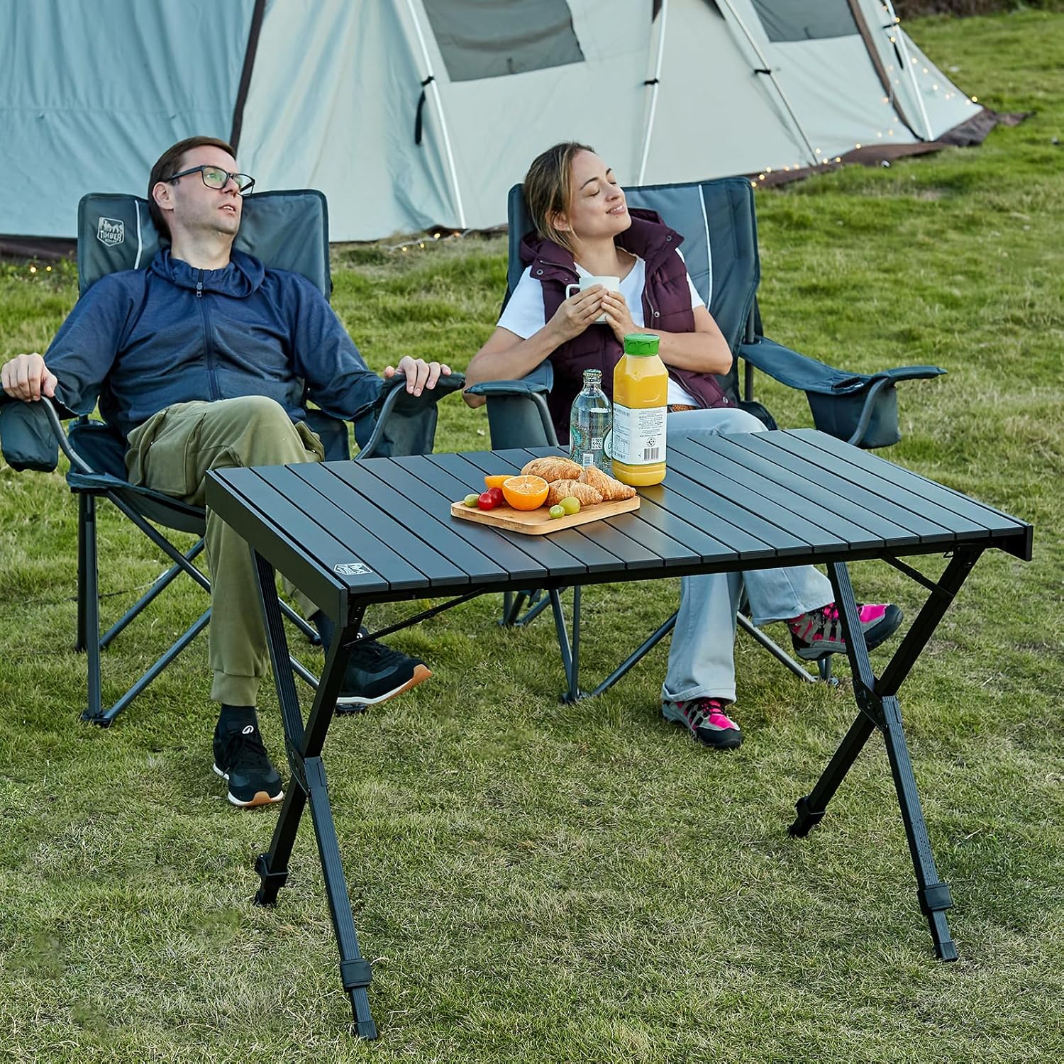 Thumbnail 1 de TIMBER RIDGE Campingtisch klappbar & höhenverstellbar, Aluminium (108 x 71 cm) – schwarz mit Tasche
