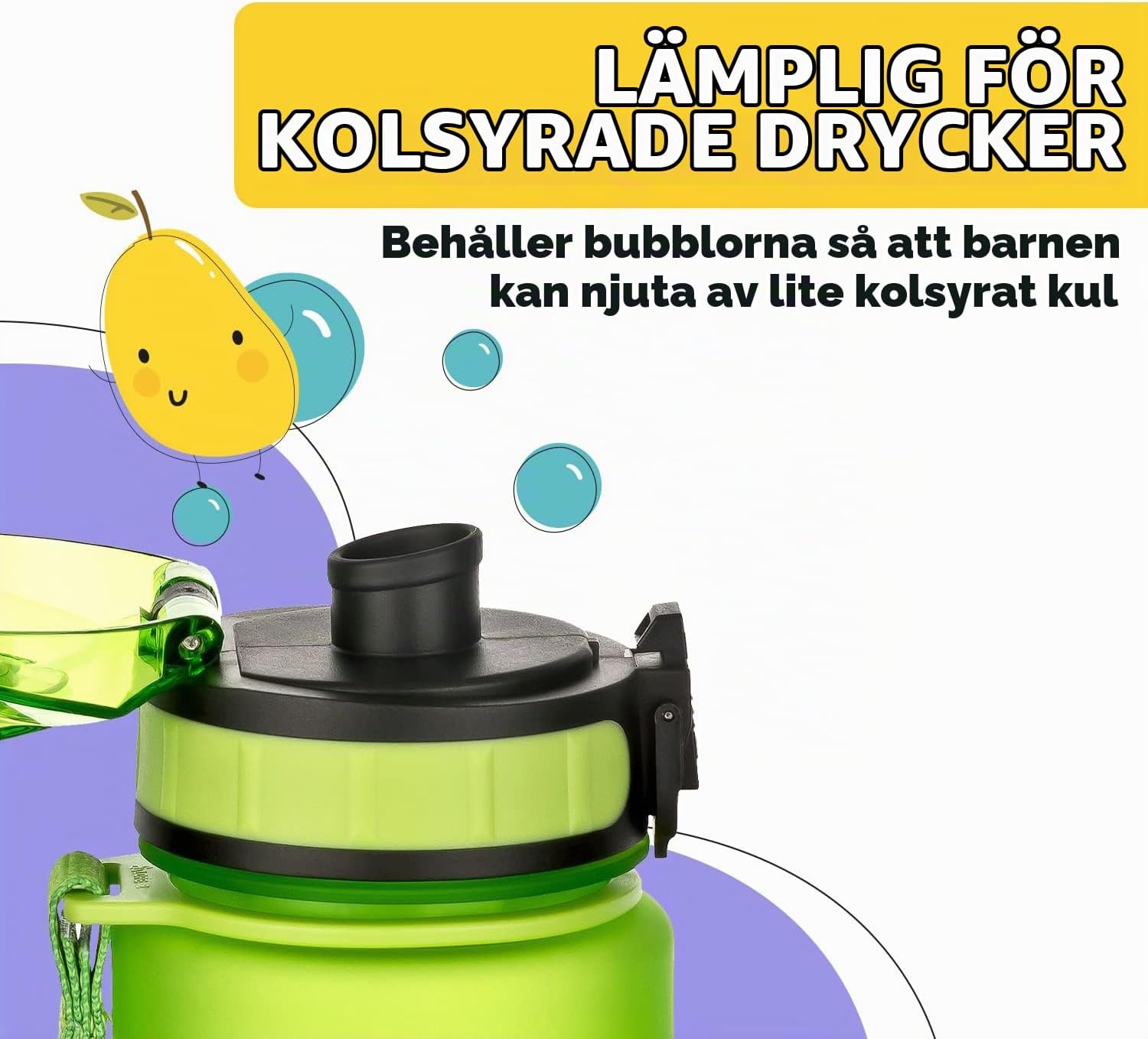 Detalle 2 de schmatzfatz Klarstein vattenflaska 500 ml, grön med fruktinsats och 1-klickslock
