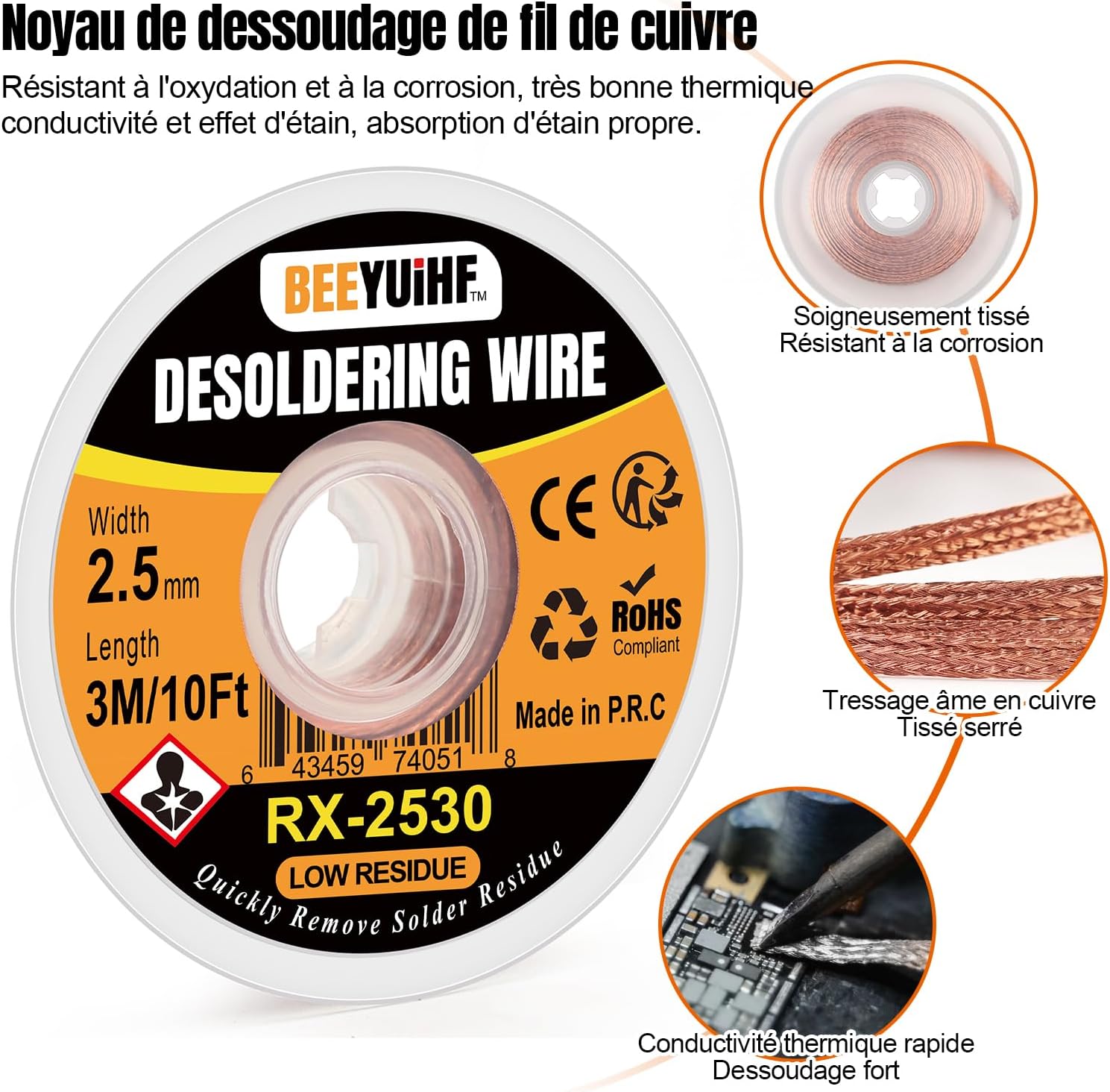 Thumbnail 2 de BEEYUIHF Tresses à Dessouder tresse à dessouder 3M 2,5mm