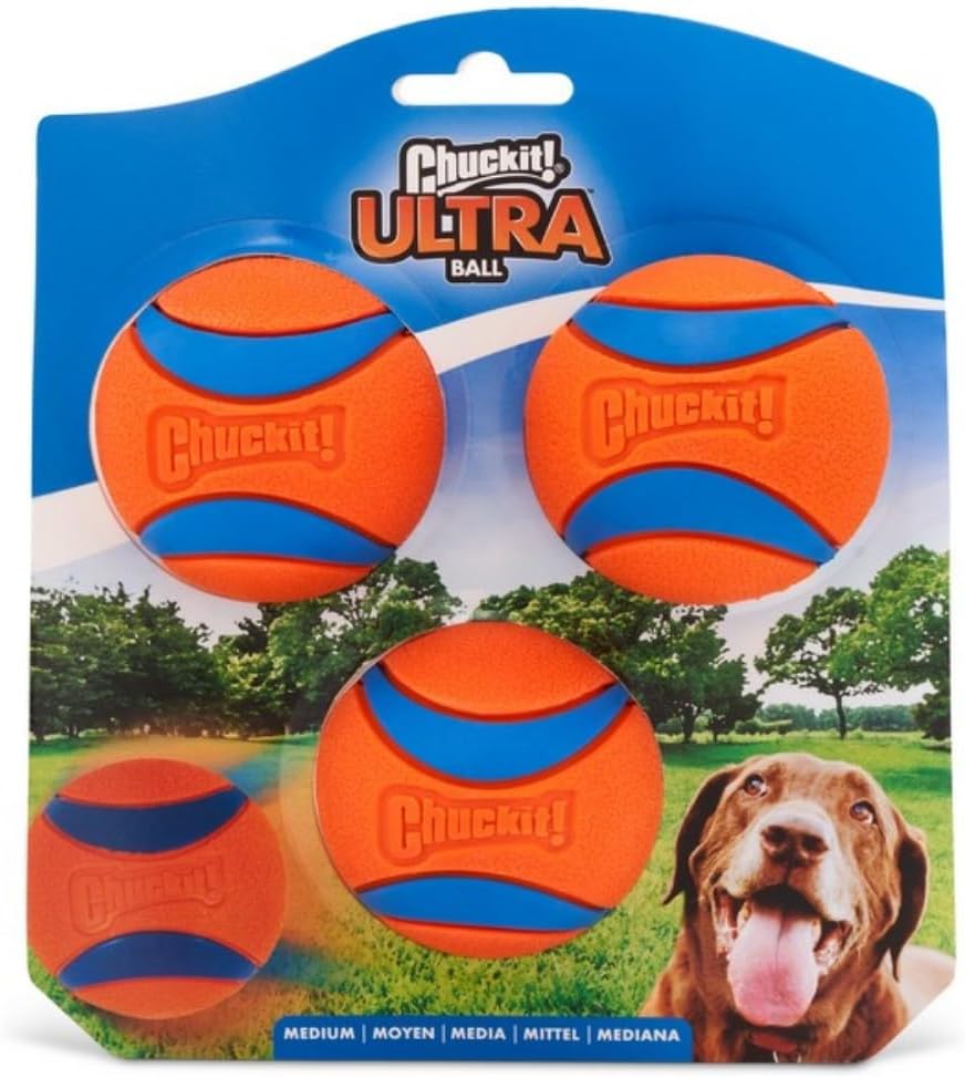 Detalle de Chuckit! Ultra Ball – Durable High Bounce Rubber Dog Toy (Medium, 6.5 cm) – Pack of 3