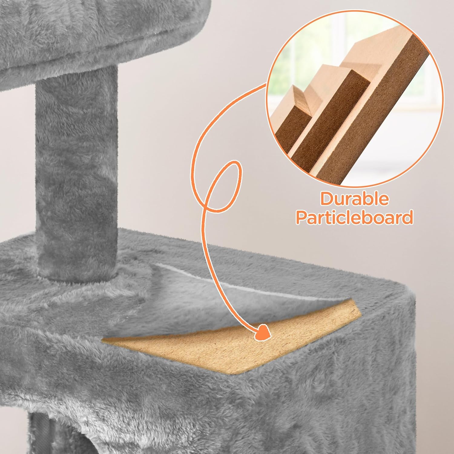 Thumbnail 6 de Yaheetech Cat Tree (92cm) Multilevel Cat Tower with Double Condo, Scratching Posts & Dangling Ball