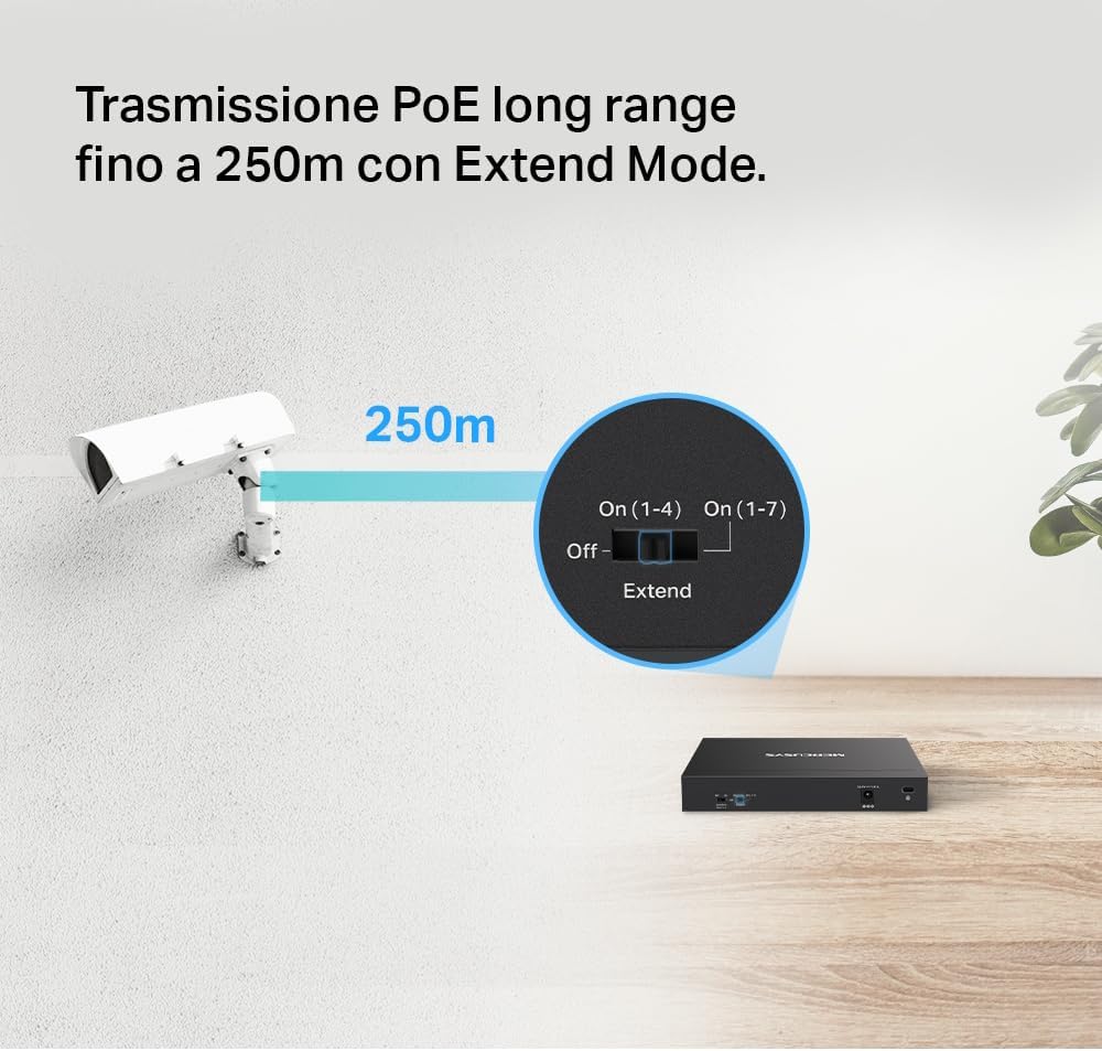 Thumbnail 5 de MERCUSYS (TP-Link) Mercusys MS108GP Switch PoE+ Gigabit 8 porte con 7 PoE+ fino a 30W per porta