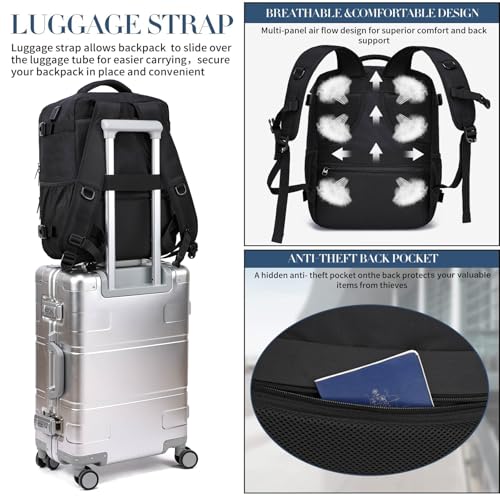 Thumbnail 6 de PUSLOM Bagage cabine 40x30x20 cm – Sac à dos voyage cabine USB, 24 L, compatible Ryanair/Wizz Air/Eurowings – Noir