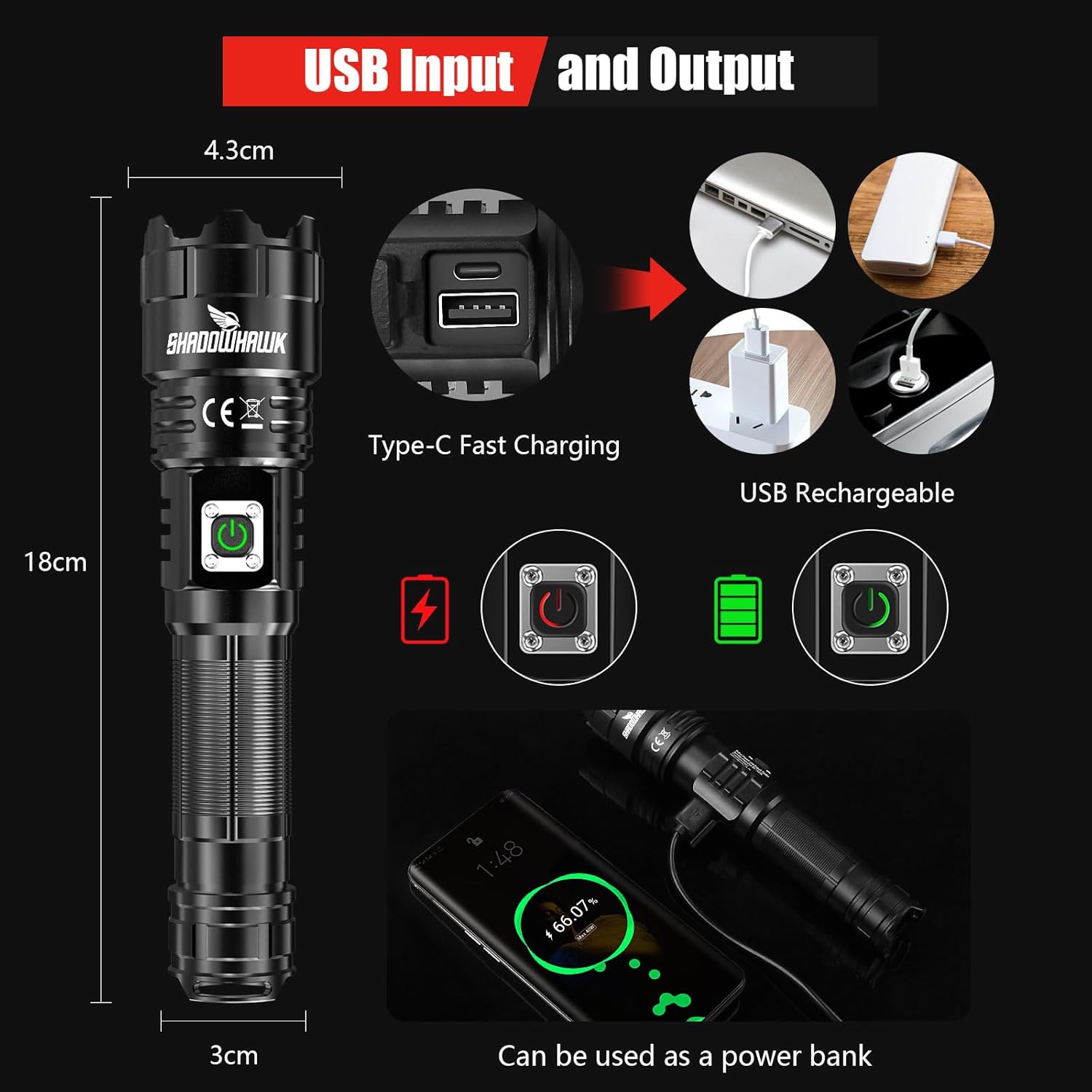 Thumbnail 3 de Shadowhawk S9322 LED Torch