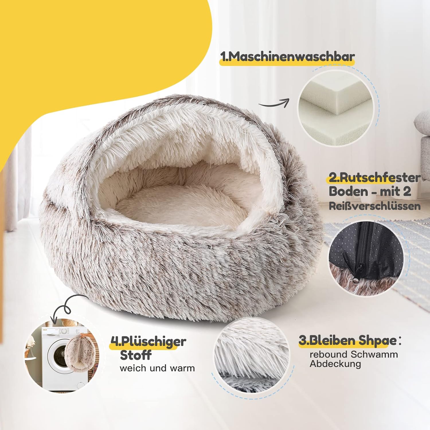 Thumbnail 1 de CATISM Katzenbett Flauschig Katzendecke 50 cm – halbgeschlossenes Zelt für Katzen