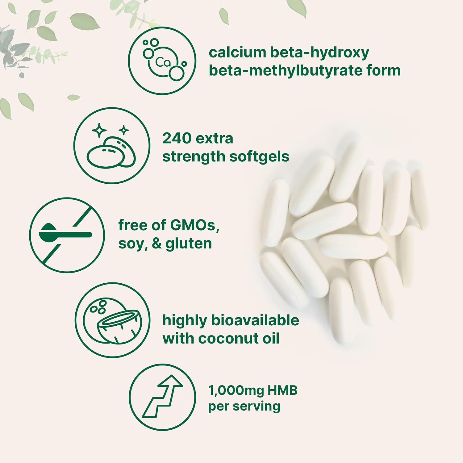 Detalle de Micro Ingredients HMB softgels, 240 count