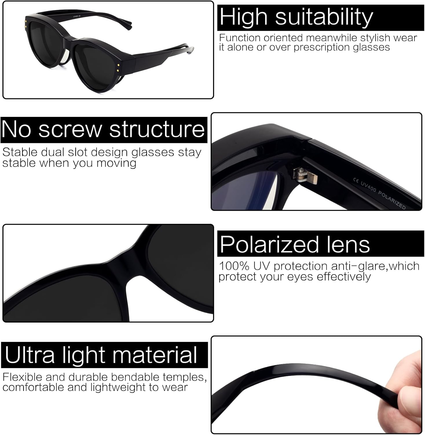 Thumbnail 2 de Face Shadow Überzieh-Sonnenbrille für Brillenträger – polarisiert, UV400, extra weit