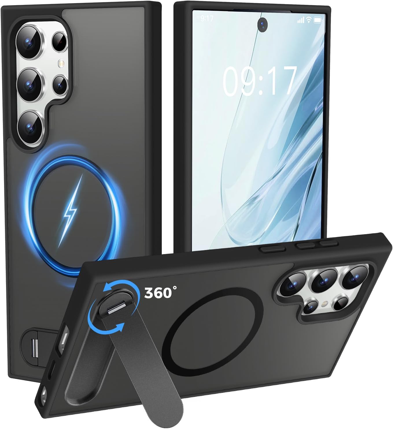 Detalle de New-One Coque Galaxy S25 Ultra avec Support 360° Invisible – Magnétique, MagSafe Compatible et Militaire