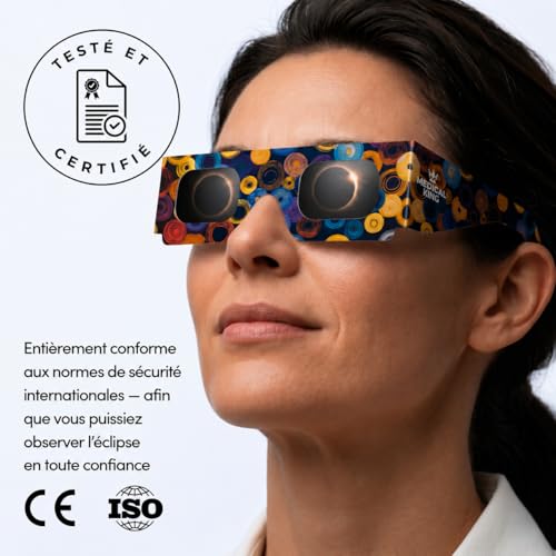 Detalle de Lunettes Eclipse Solaire 2026 – Lot de 12 Paires Premium avec 2 Filtres Solaires pour Smartphone | Medical king
