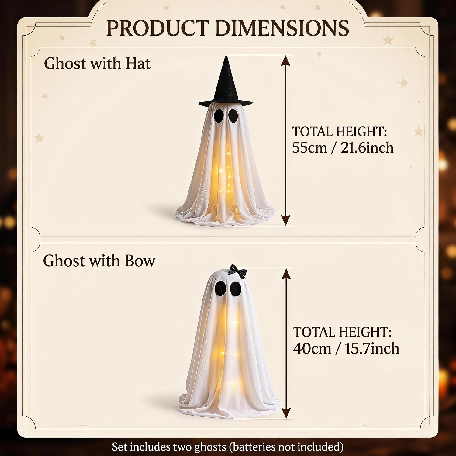 Detalle 2 de RIDGEPOLE RID-015 Standing Ghost Halloween Decorations, Warm White LEDs, 2-Pack